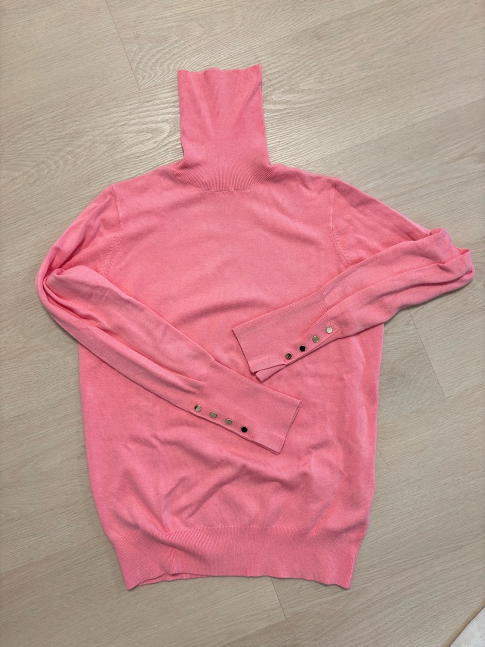 Zara Coral Pink Turtleneck Sweater with Button Cuffs